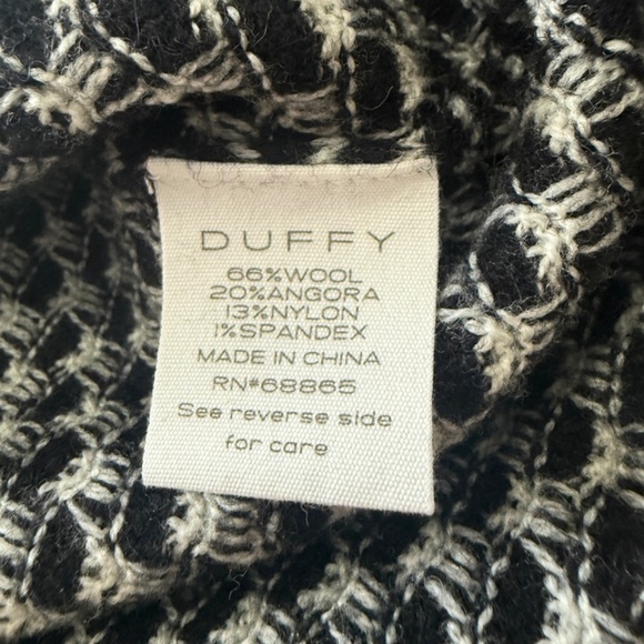 DUFFY Women's Black & Ivory Contrasting Arms Soft Wool Blend Sweater Sz S - Picture 2 of 6